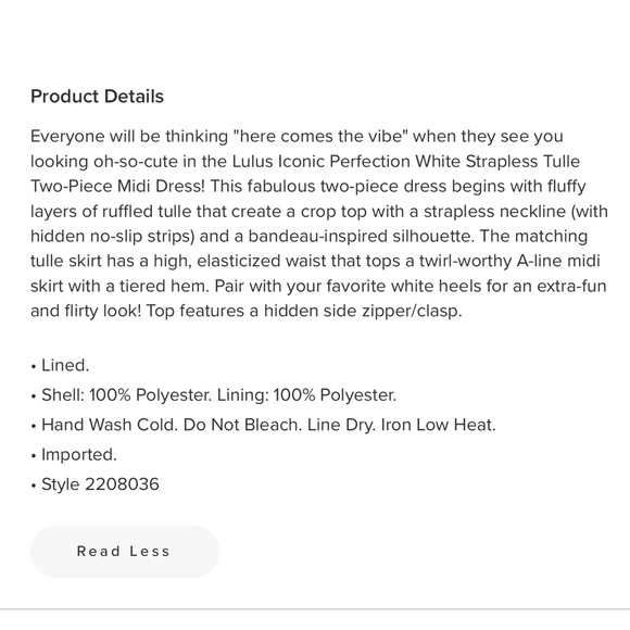 💍Lulu’s Iconic Perfection White Strapless Tulle Two-Piece Midi Dress💍 - Picture 4 of 4